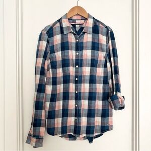 Tommy Hilfiger Women's Plaid Flannel Blouse Shirt Size S Pink Blue Western